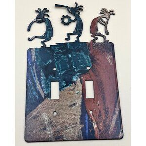 Lazart Kokopelli Reversible Metal Double Light Switch Cover Southwest Fertility